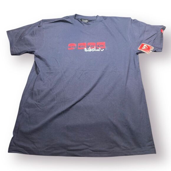 Quiksilver Graphic T-Shirt Size‎ Large Center Logo Vintage 90s New Navy Blue - Picture 1 of 4